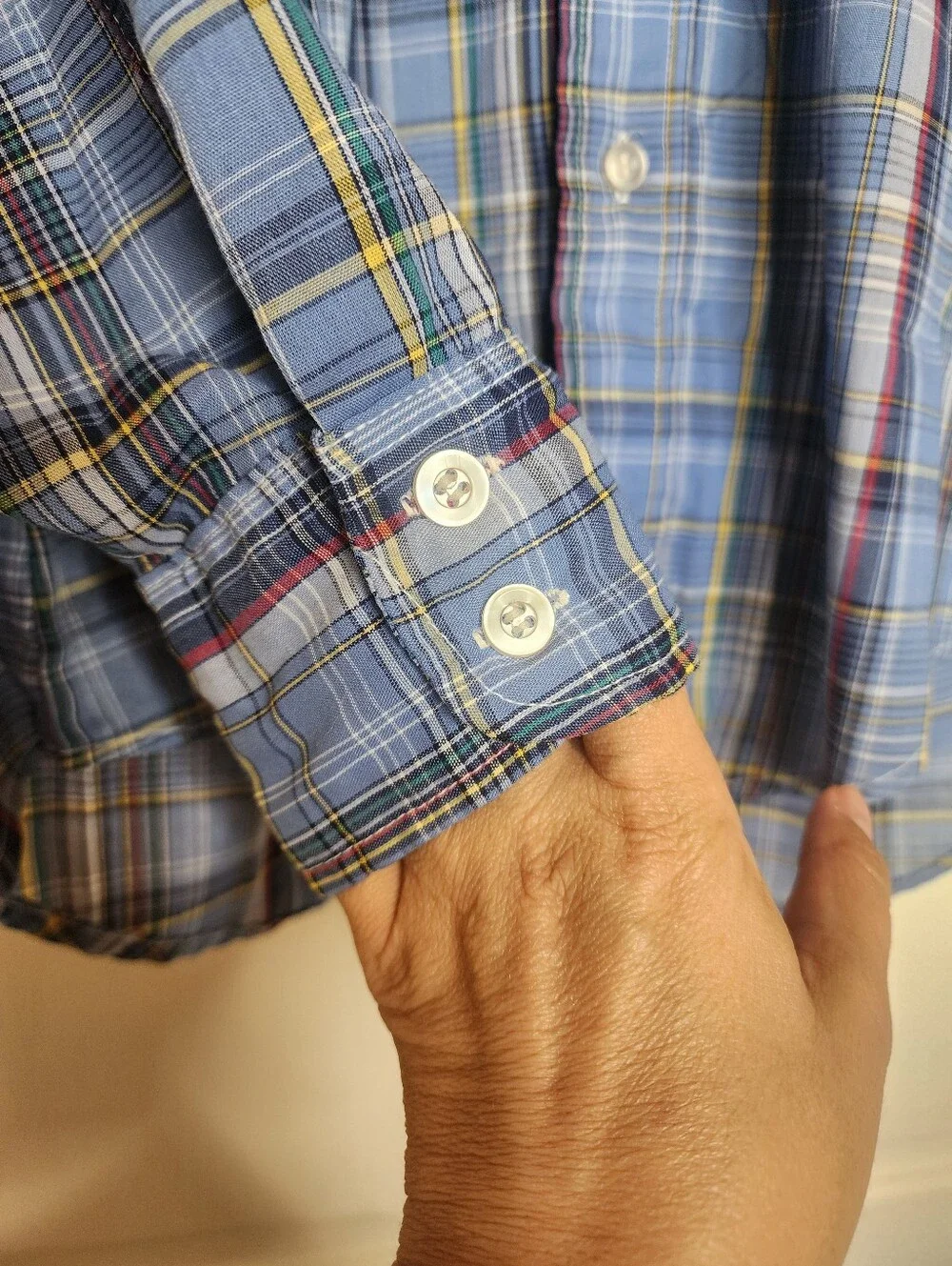 Vintage 70s Levi’s White Tab Big E Plaid Western Shirt Small Blue Red Pearl Snap